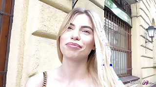 GERMAN SCOUT - ERSTER ANAL FICK F&Uuml;R SCHLANKE STUDENTIN MELINA BEI ECHTEN STRASSEN CASTING